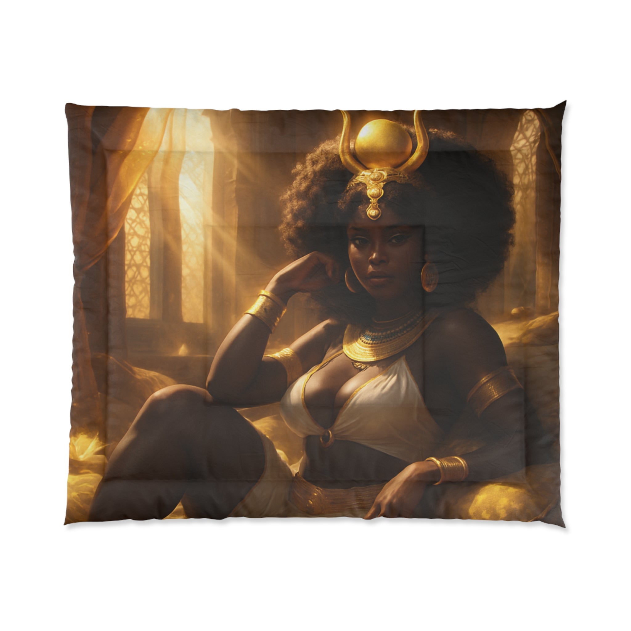 Hathor Luxurious Egyptian Goddess Comforter - Unique Bohemian Bedroom Decor