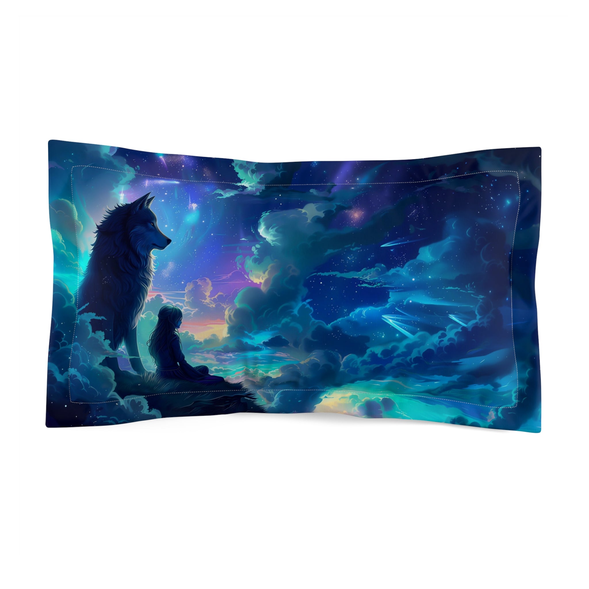 Dreamy Wolf & Child Pillow Sham