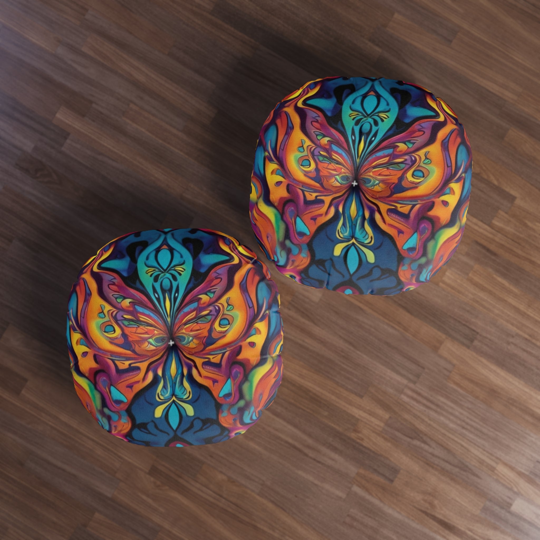 Multi-Colored Vibrant Boho Tufted Floor Pillow