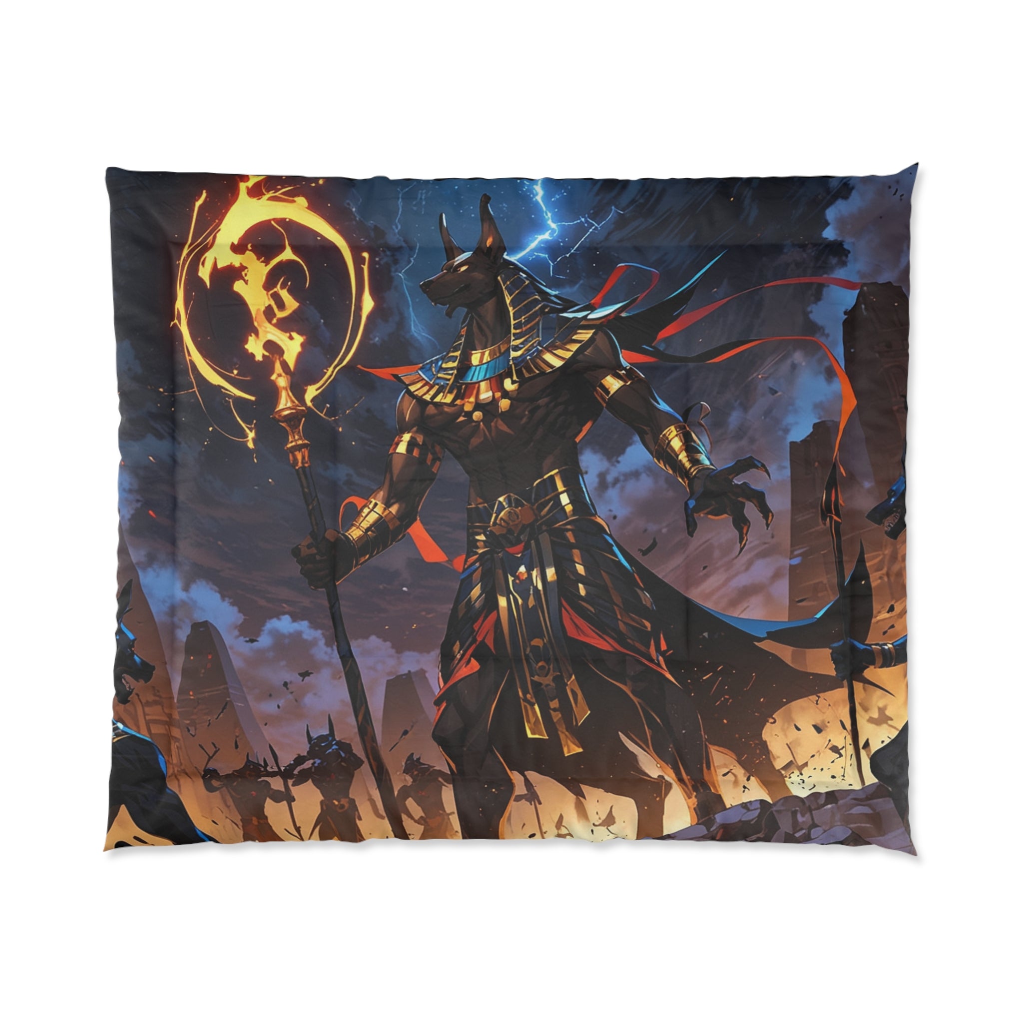 Anubis Inspired Comforter - Egyptian Mythology Bed Cover