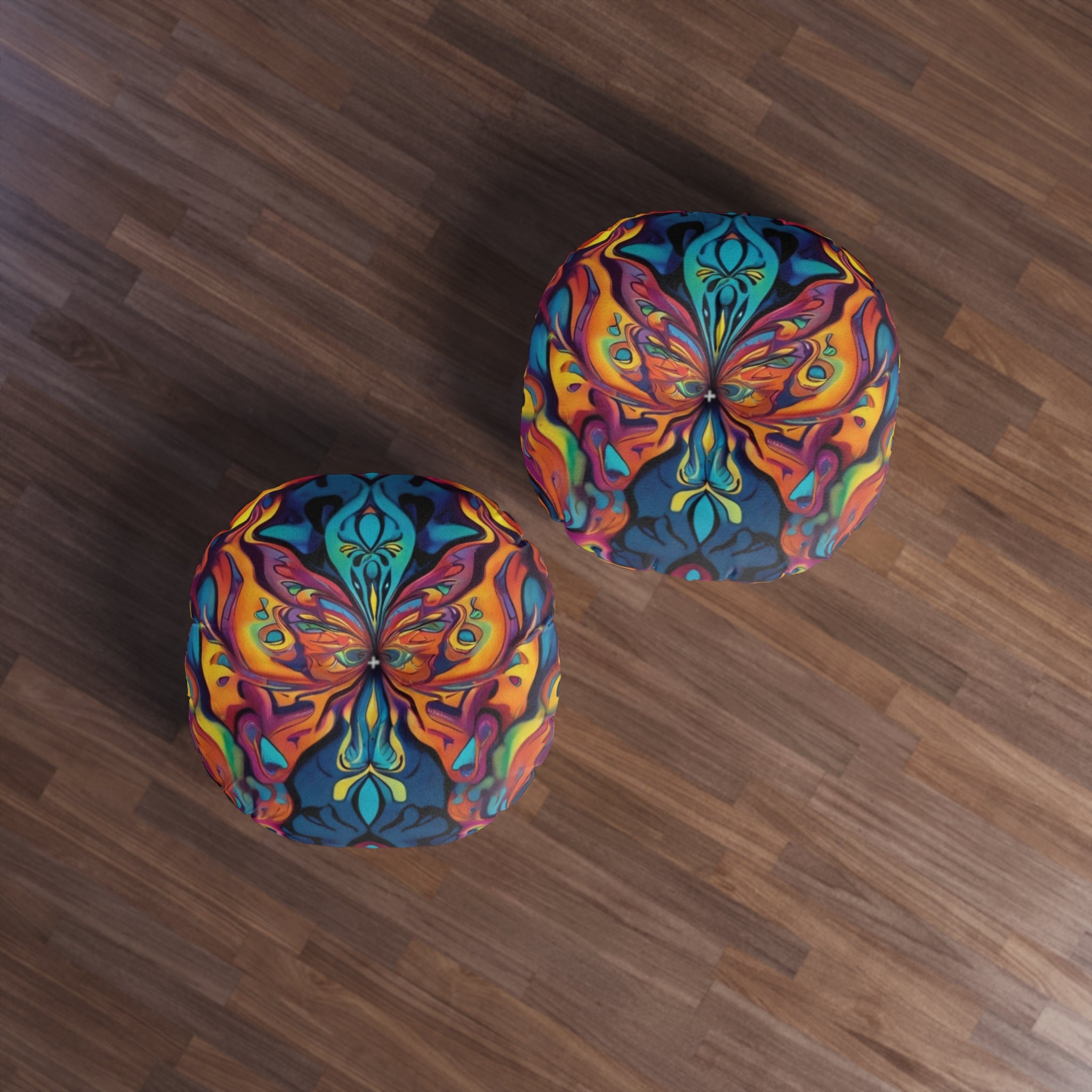 Multi-Colored Vibrant Boho Tufted Floor Pillow