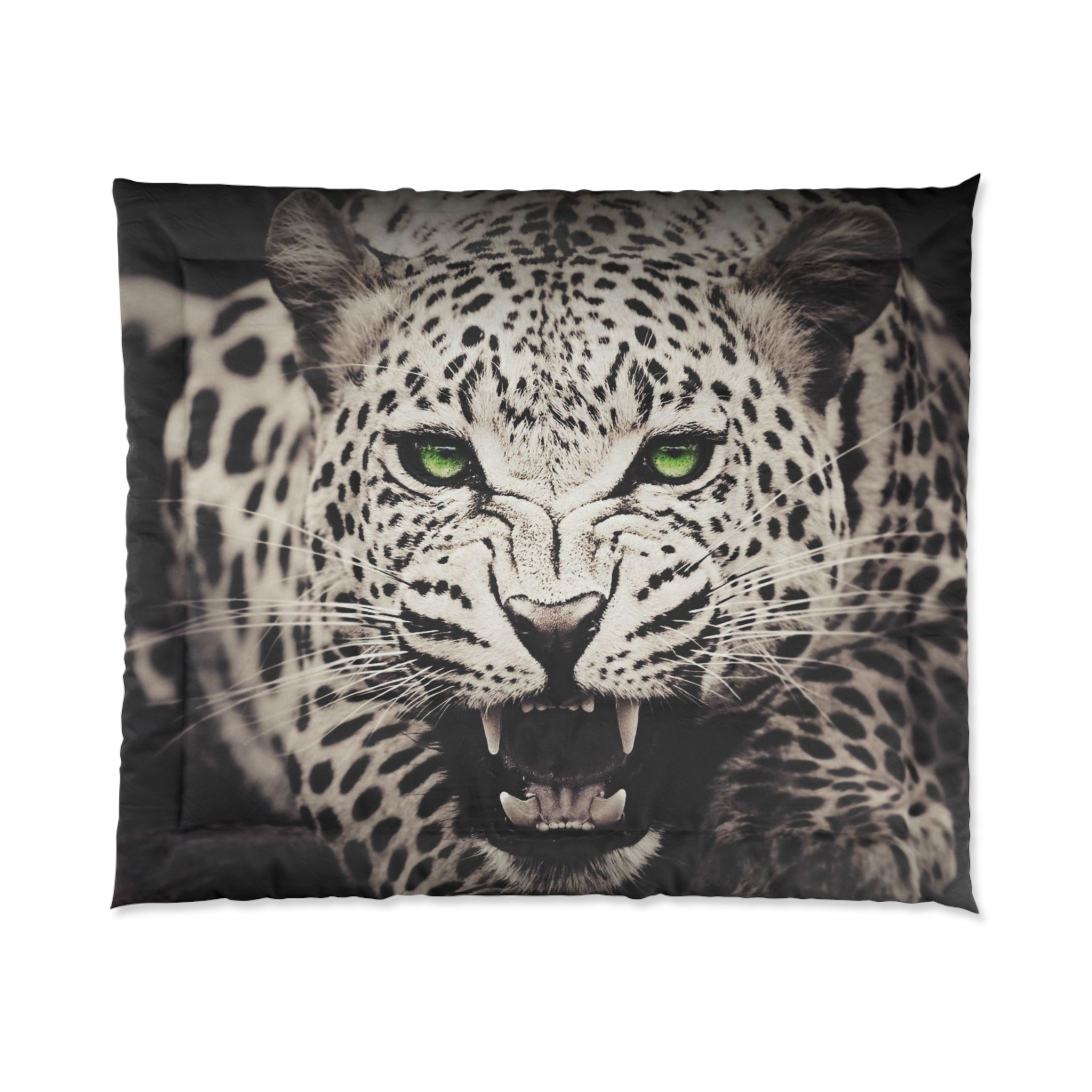 Fierce Snow Leopard Comforter Bedding, Nature Lover Gift, Cozy Bedroom Decor