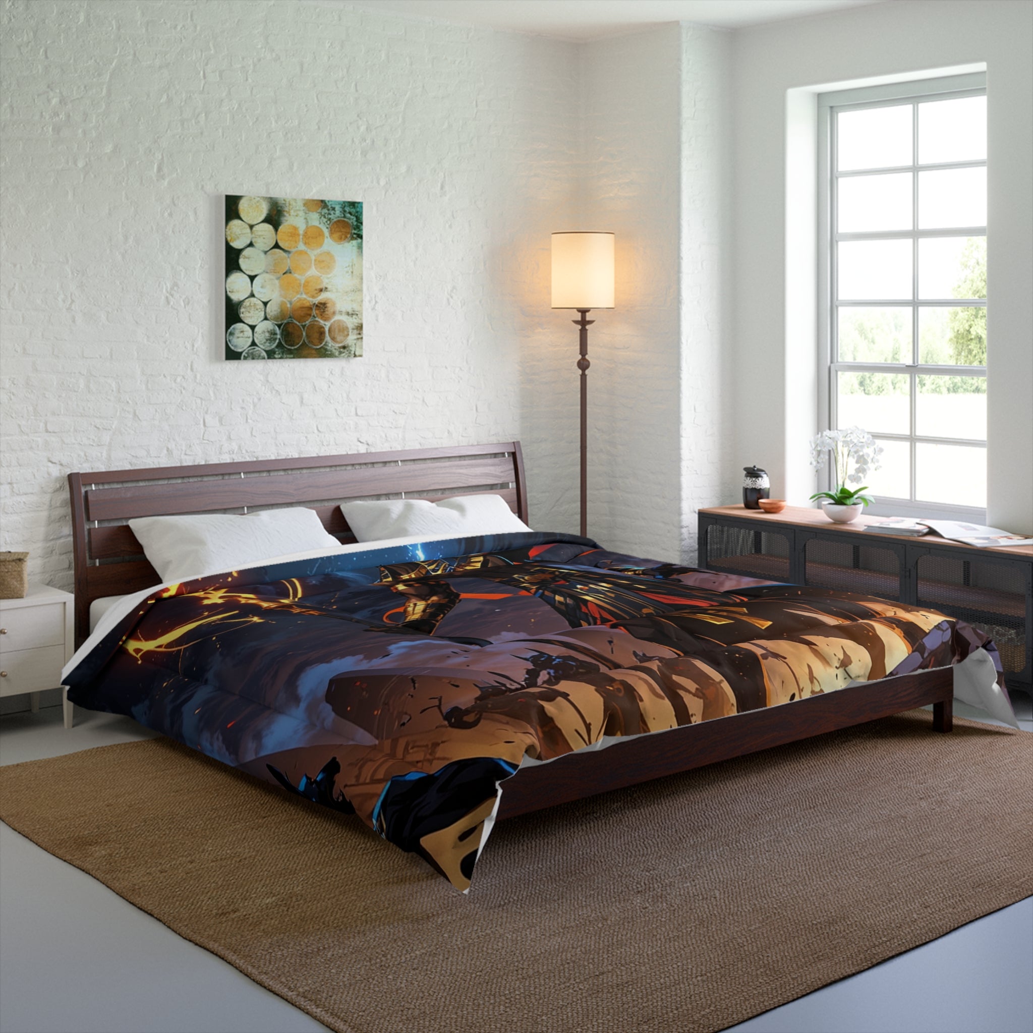 Anubis Inspired Comforter - Egyptian Mythology Bed Cover