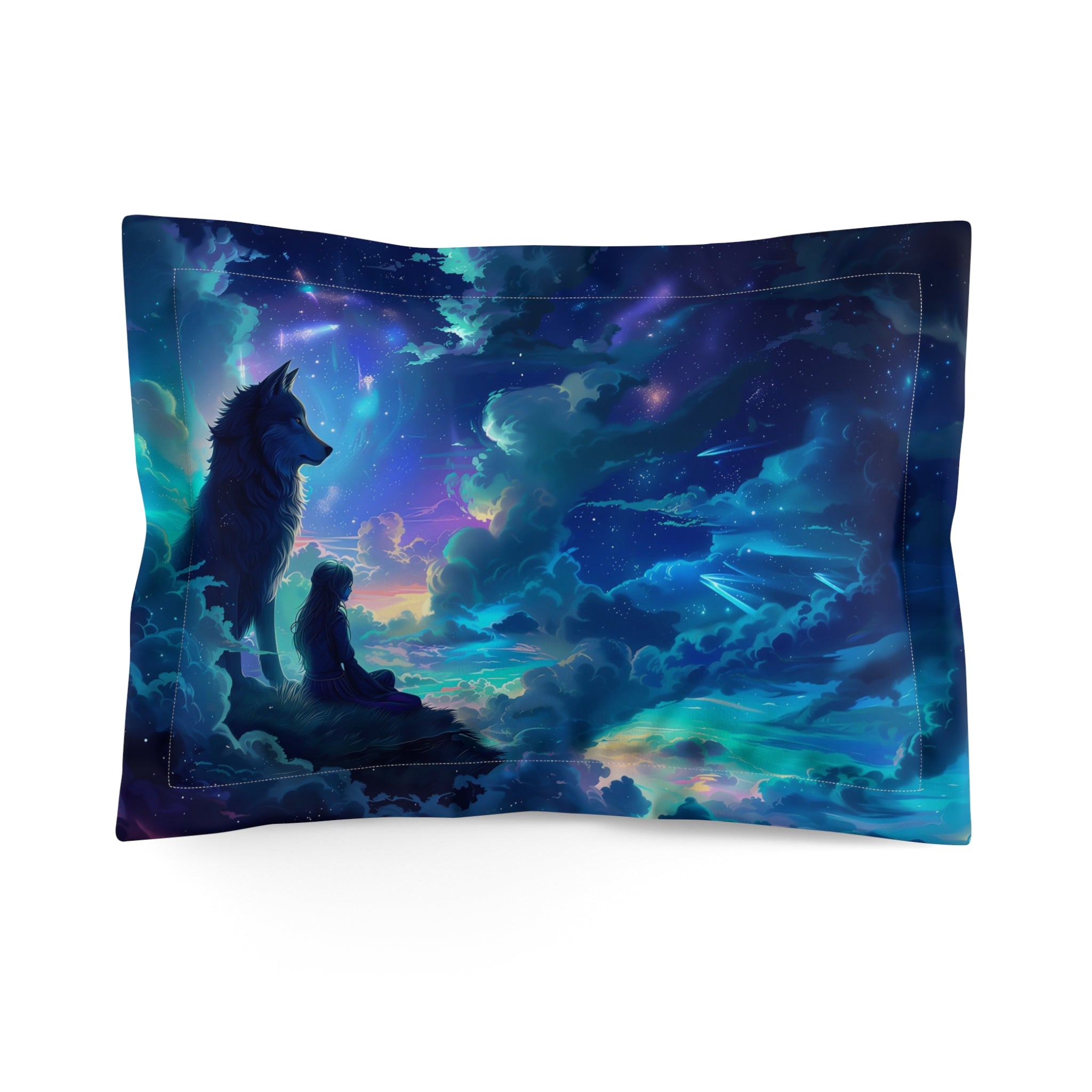 Dreamy Wolf & Child Pillow Sham