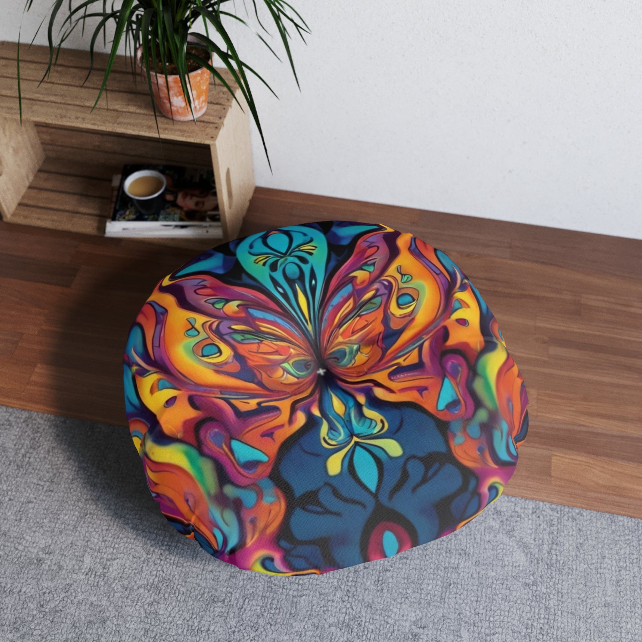 Multi-Colored Vibrant Boho Tufted Floor Pillow